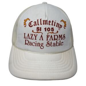 Callmetiny SI 105 Lazy A Farms Racing Stable Trucker Cap White OS Mesh Back